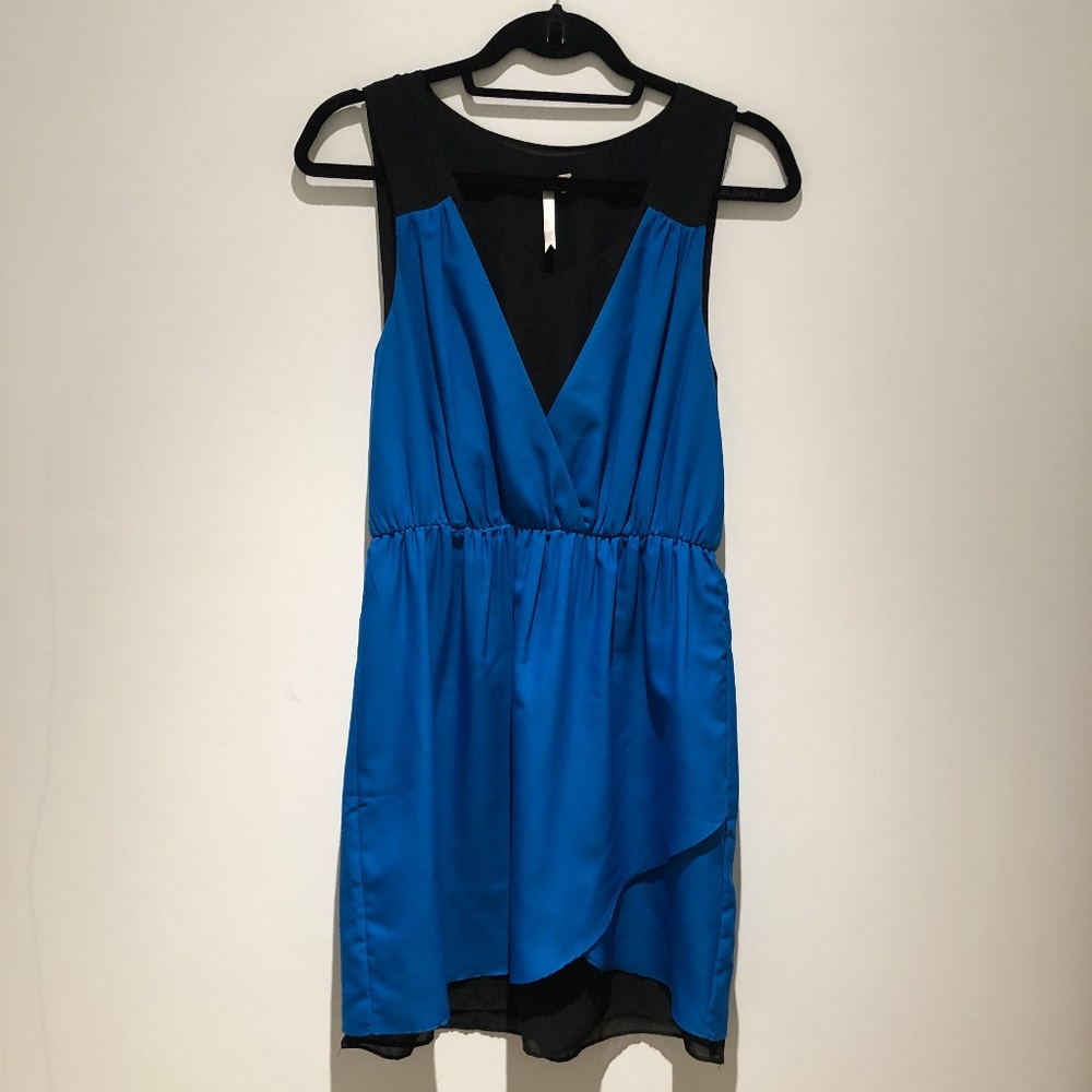 Petticoat Alley Blue and Black Dress w Sheer Panel
